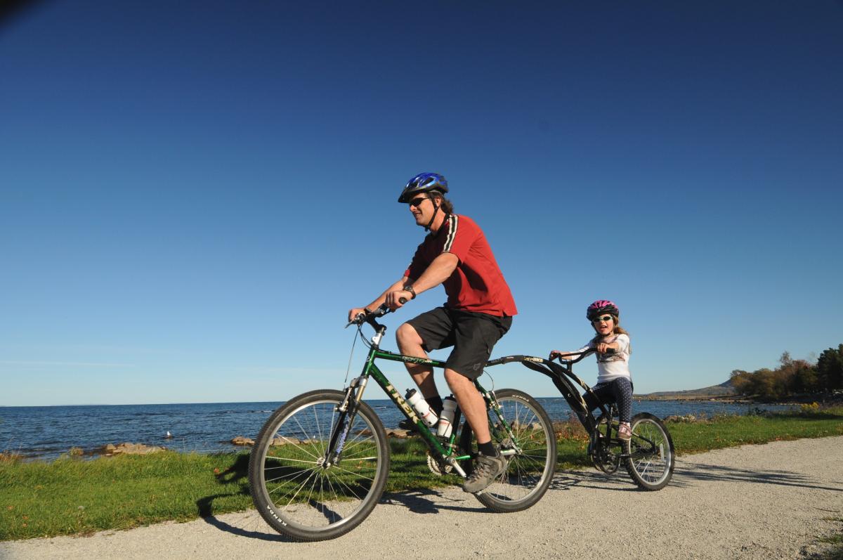 Father and child cycling